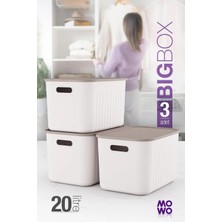 Mowo Home Beyaz 20 Lt Çok Amaçlı Dolap Içi Düzenleyici Kapaklı Kutu, Dekoratif Saklama Kutusu