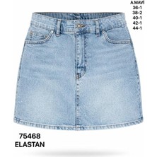 Miss Poem Kadın Açık Mavi Basic Mini Jean Etek