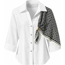 Miss Poem Kadın Beyaz Fular Detaylı Gömlek