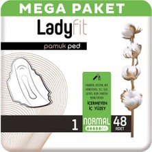 Ladyfit Pamuk Ped Mega Normal 48 Adet Nefes Alabilen Yüzey ile Gün Boyu Konfor