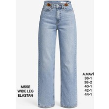Miss Poem Kadın Yüksek Bel A.mavi Aksesuar Detaylı Wide Leg Jean Pantolon