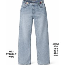 Miss Poem Kadın Açık Mavi Straight Wide Paça Jean Pantolon