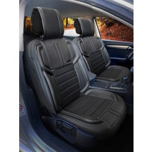 Konforum Vip Deri ve Kumaş Seti Siyah Oto Koltuk Kılıfı Universal Uyumlu Modern Görünüm