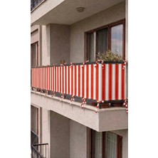 Devrim Olivya Tekstil Kırmızı-Beyaz Bağcıklı Balkon Perdesi Demir Kapama Gizlilik Sağlayan Dayanıklı Branda