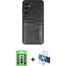 BUTİMAR'S Galaxy A26 Yörünge Işık Serisi - Siyah 3D Antistatik Seramik Nano Ekran Koruyucu + Gümüş Raze Metal Kamera Lens