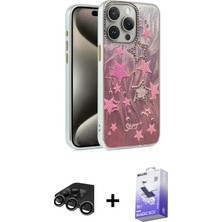 BUTİMAR'S iPhone 15 Pro Max Zirve Modern Prime - Siyah Bilvis 5in1 5d Magic Hayalet Cam Ekran Koruyucu + Titanyum Gri Raze Metal Kamera Lens