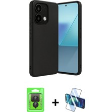 BUTİMAR'S Redmi Note 13 Pro 4g Kıvılcım Işık Serisi - Siyah 3D Antistatik Cam Ekran Koruyucu + Siyah Raze Metal Kamera Lens
