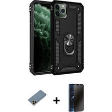 BUTİMAR'S iPhone 11 Pro Ahenk Klasik Koleksiyonu - Siyah 3D Antistatik Hayalet Cam Ekran Koruyucu + Gold Shine Kamera Lens Koruma Cam