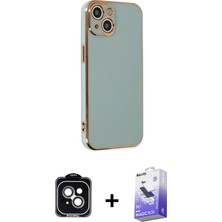 BUTİMAR'S iPhone 14 Yankı Serisi - Siyah Bilvis 5in1 5d Magic Hayalet Cam Ekran Koruyucu + Yeşil Pvd Metal Kamera Lens
