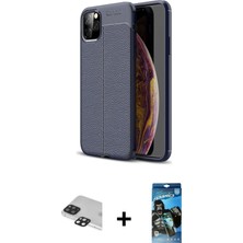 BUTİMAR'S iPhone 11 Pro Max Doruk Klasik Özel Seri - Siyah 34D Izgaralı Cam + Siyah Pers Alüminyum Kamera Lens