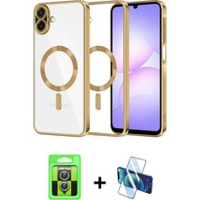 BUTİMAR'S Galaxy A07 4g Nova Işık Özel Seri - Siyah 3D Antistatik Cam Ekran Koruyucu + Gümüş Raze Metal Kamera Lens