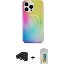 BUTİMAR'S iPhone 15 Pro Max Pusula Form - Siyah Polymer Nano Ekran Koruyucu + Siyah Raze Metal Kamera Lens