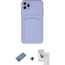 BUTİMAR'S iPhone 11 Pro Max Vadi Çizgi Prime - Siyah Seramik Nano Ekran Koruyucu + Mor Metal Kamera Lens Koruma Cam