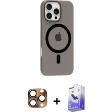 BUTİMAR'S iPhone 16 Pro Max Pusula Form Özel Seri - Siyah Bilvis 5in1 5d Magic Hayalet Cam Ekran Koruyucu + Çöl Titanyum Pers Alüminyum Kamera Lens