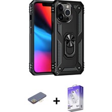 BUTİMAR'S iPhone 13 Pro Max Ahenk Klasik Koleksiyonu - Siyah Bilvis 5in1 3D Magic Cam Ekran Koruyucu + Sarı Renkli Kamera Lens Koruma Cam