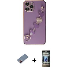 BUTİMAR'S iPhone 12 Pro Nova Işık Prime - Siyah 34D Hayalet Izgaralı Cam + Kırmızı Metal Kamera Lens Koruma Cam