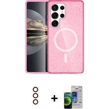 BUTİMAR'S Galaxy S23 Ultra Nova Asil Prime - Siyah Durable Full Glue Curved Cam + Kırmızı Metal Kamera Lens
