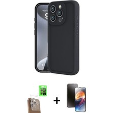 BUTİMAR'S iPhone 16 Pro Yankı Yansıma Özel Seri - Siyah 3D Antistatik Mat Seramik Nano Ekran Koruyucu + Çöl Titanyum Raze Metal Kamera Lens