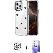 BUTİMAR'S iPhone 16 Pro Max Yörünge Form - Siyah Bilvis 5in1 5d Magic Hayalet Cam Ekran Koruyucu + Gümüş Pers Alüminyum Kamera Lens