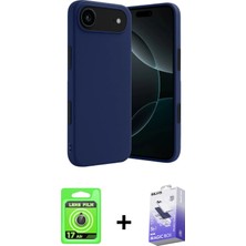 BUTİMAR'S iPhone 17 Air Kozmos Yansıma Özel Seri - Siyah Bilvis 5in1 5d Magic Hayalet Cam Ekran Koruyucu + Gold Raze Metal Kamera Lens