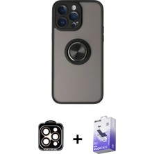 BUTİMAR'S iPhone 14 Pro Max Yörünge Çizgi - Siyah Bilvis 5in1 5d Magic Hayalet Cam Ekran Koruyucu + Turuncu Pvd Metal Kamera Lens