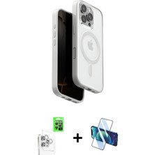 BUTİMAR'S iPhone 16 Pro Max Pusula Form Serisi - Siyah 3D Antistatik Cam Ekran Koruyucu + Beyaz Raze Metal Kamera Lens