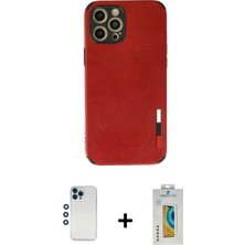 BUTİMAR'S iPhone 12 Pro Doruk Asil Koleksiyonu - Siyah Polymer Nano Ekran Koruyucu + Mavi Shine Kamera Lens