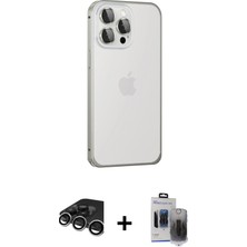 BUTİMAR'S iPhone 15 Pro Max Eksen Form Serisi - Siyah Vanessa Magic Hayalet Cam + Gümüş Raze Metal Kamera Lens