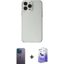 BUTİMAR'S iPhone 13 Pro Max Kutup Doku Koleksiyonu - Siyah Bilvis 5in1 5d Magic Hayalet Cam Ekran Koruyucu + Mavi Neon Fosforlu Kamera Lens