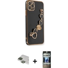 BUTİMAR'S iPhone 11 Pro Max Nova Işık Prime - Siyah 34D Hayalet Izgaralı Cam + Yeşil Pers Alüminyum Kamera Lens