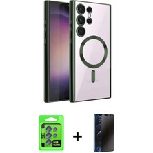 BUTİMAR'S Galaxy S25 Ultra Nova Işık Özel Seri - Siyah 3D Antistatik Hayalet Cam Ekran Koruyucu + Mavi Raze Metal Kamera Lens