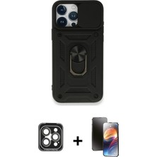BUTİMAR'S iPhone 15 Pro Max Ahenk Klasik - Siyah 3D Antistatik Mat Seramik Nano Ekran Koruyucu + Gri Pvd Metal Kamera Lens