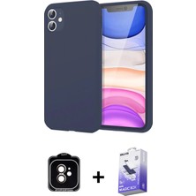 BUTİMAR'S iPhone 11 Kozmos Yansıma Özel Seri - Siyah Bilvis 5in1 5d Magic Hayalet Cam Ekran Koruyucu + Turuncu Pvd Metal Kamera Lens