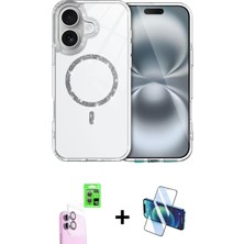 BUTİMAR'S iPhone 16 Plus Kıvılcım Form Prime - Siyah 3D Antistatik Seramik Nano Ekran Koruyucu + Pembe Raze Metal Kamera Lens