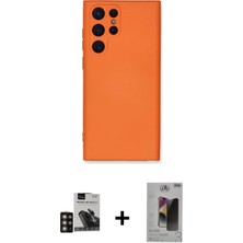 BUTİMAR'S Galaxy S24 Ultra Ahenk Serisi - Siyah Bilvis Hayalet Cam Ekran Koruyucu + Gold Pvd Metal Kamera Lens