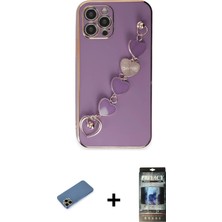 BUTİMAR'S iPhone 12 Pro Nova Işık Prime - Siyah 34D Hayalet Izgaralı Cam + Gold Shine Kamera Lens Koruma Cam