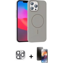 BUTİMAR'S iPhone 16 Pro Max Siluet Doku Özel Seri - Siyah 3D Antistatik Mat Seramik Nano Ekran Koruyucu + Gri Pers Alüminyum Kamera Lens