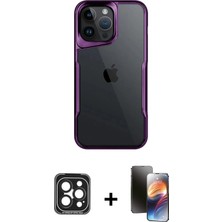 BUTİMAR'S iPhone 15 Pro Max Akış Çizgi Koleksiyonu - Siyah 3D Antistatik Mat Seramik Nano Ekran Koruyucu + Siyah Pvd Metal Kamera Lens