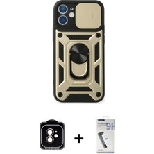 BUTİMAR'S iPhone 11 Ahenk Klasik - Şeffaf Uv Polymer Nano Ekran Koruyucu + Turuncu Pvd Metal Kamera Lens