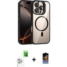 BUTİMAR'S iPhone 16 Pro Yadigar Asil Koleksiyonu - Siyah Buffer Hayalet Cam Ekran Koruyucu + Beyaz Raze Metal Kamera Lens