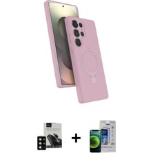 BUTİMAR'S Galaxy S23 Ultra Iz Işık Koleksiyonu - Siyah Durable Full Glue Curved Cam + Siyah Pvd Metal Kamera Lens