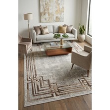 Ceremony Home Krem Kahve Saçaklı Oturma Odası Halısı ve Salon Halısı, Halı