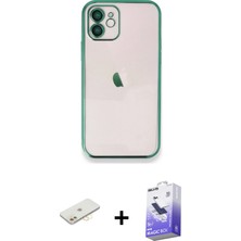 BUTİMAR'S iPhone 12 Vadi Minimal - Siyah Bilvis 5in1 5d Magic Hayalet Cam Ekran Koruyucu + Sarı Renkli Kamera Lens Koruma Cam