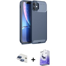 BUTİMAR'S iPhone 11 Eksen Form Prime - Siyah Bilvis 5in1 5d Magic Hayalet Cam Ekran Koruyucu + Lacivert Pers Alüminyum Kamera Lens