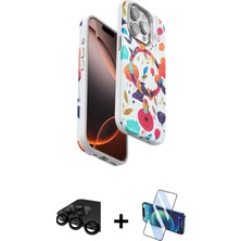 BUTİMAR'S iPhone 15 Pro Siluet Doku - Siyah 3D Antistatik Seramik Nano Ekran Koruyucu + Siyah Raze Metal Kamera Lens