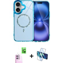 BUTİMAR'S iPhone 16 Plus Kıvılcım Form Prime - Siyah 3D Antistatik Seramik Nano Ekran Koruyucu + Pembe Raze Metal Kamera Lens