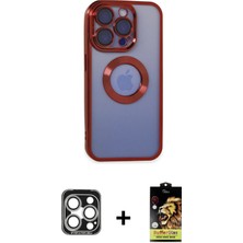 BUTİMAR'S iPhone 15 Pro Max Pusula Form - Siyah Buffer Cam Ekran Koruyucu + Gümüş Pvd Metal Kamera Lens