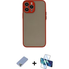 BUTİMAR'S iPhone 13 Pro Max Ahenk Çizgi Serisi - Siyah 3D Antistatik Cam Ekran Koruyucu + Koyu Yeşil Metal Kamera Lens Koruma Cam