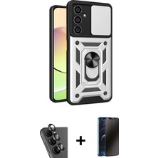 BUTİMAR'S Galaxy A25 5g Ahenk Klasik - Siyah 3D Antistatik Hayalet Cam Ekran Koruyucu + Siyah Valdez Metal Kamera Lens