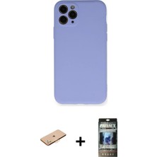 BUTİMAR'S iPhone 11 Pro Ahenk Serisi - Siyah 34D Hayalet Izgaralı Cam + Turuncu Renkli Kamera Lens Koruma Cam